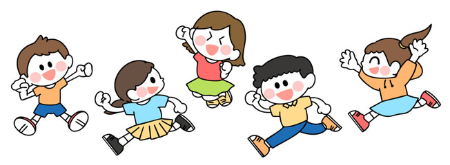 かけっこする子供たちのイラスト
