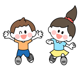 駆け寄ってくる子供たちのイラスト