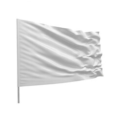 Fototapeta premium A plain white fabric flag gently waving in the wind isolated on transparent background