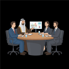 Muslim Man Life Activities Business Meeting 