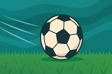 Obraz premium Dynamic soccer ball illustration on lush green field perfect for sports websites, team logos, or event promotions about upcoming football games