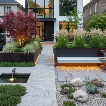 modern house with garden