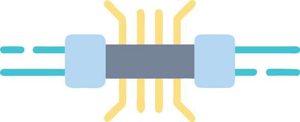 Flat icon of a circuit board featuring interconnected lines and nodes on a green background.