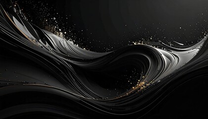 Abstract black and gold flowing forms