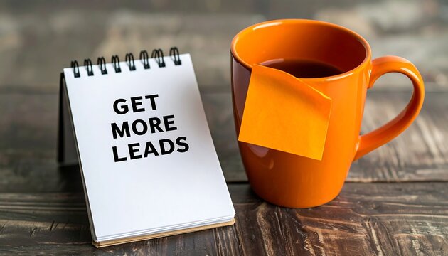 Notepad with motivational message next to an orange mug of tea