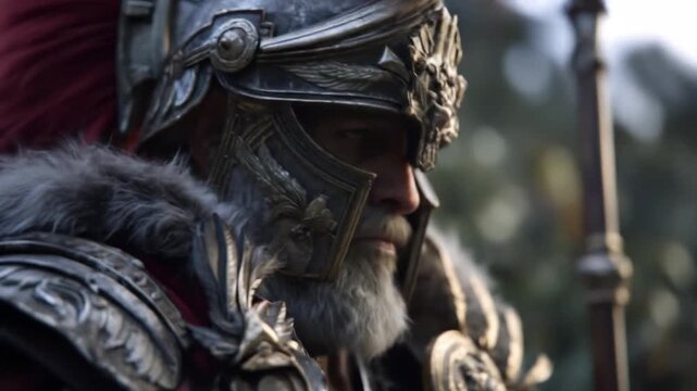 a middle-aged soldier in charge. 4k animation video