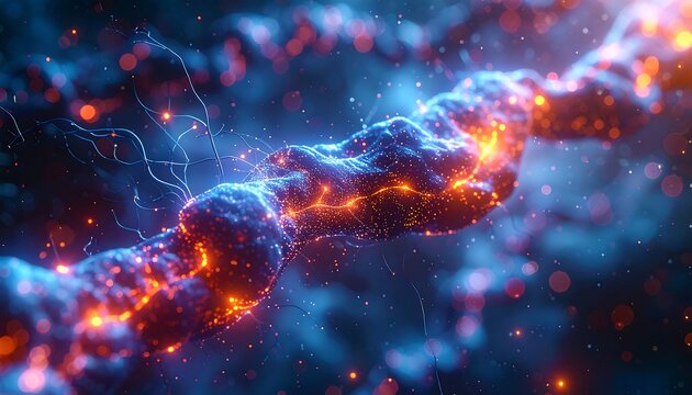 Abstract fiery DNA strand