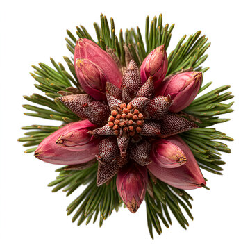 Bunya Pine Flower Closeup Flower Head Isolated on Transparent Background