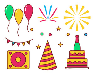 Birthday and Celebration Icons Vector