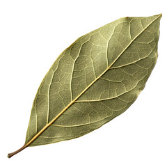 Obraz premium Dried bay leaf isolated on transparent background, aromatic herb for cooking