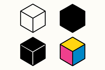 Fototapeta premium Colorful Isometric Objects. Object line, Object solid black filled, Object solid black isometric, Object isometric flat (Colorful isometric with bright colors,