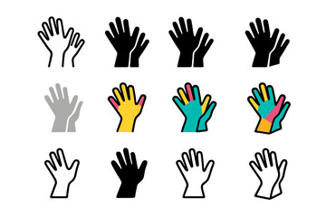 Zumba Tribe Logos. Set Logo of Zumba Tribe: Raised hands silhouette. Logo set in vector style, emblematic variations. line, bold thick line, solid black