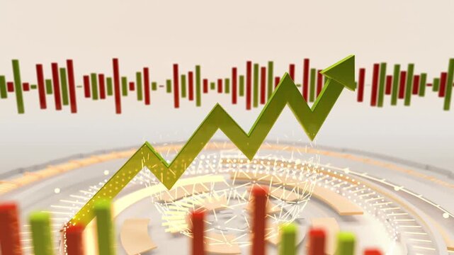Digital Forex Trading Screen with Moving Candlesticks, Charts, and Currency Market Analysis for Finance Projects