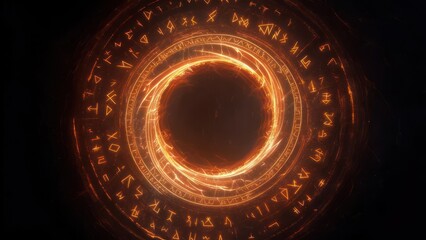 Intricate glowing portal with ancient mystical symbols and swirling energy vortex, creating a magical, otherworldly atmosphere for fantasy and sci-fi projects.
