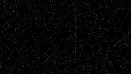 Dynamic abstract network of glowing points and lines on a deep black background, representing data connections and future technology concepts.