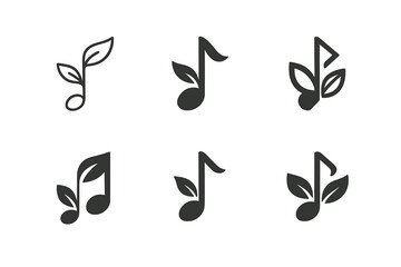 Fototapeta premium Relaxing Music Logos. relaxing music. Set Logo of relaxing music: musical note with leaves. harmonious logo variations of the same emblematic concept, each
