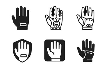 Obraz premium Virtual Reality Logos. Virtual Reality. Set Logo of Virtual Reality: Motion tracking gloves. harmonious logo variations of the same emblematic concept, each