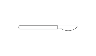 Simple line drawing of a surgical scalpel on a white background