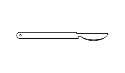 Simple outline drawing of a surgical scalpel on white background