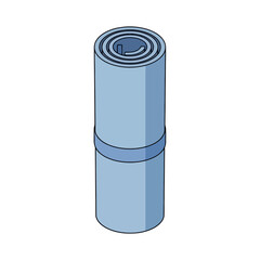 Rolled Up Yoga Mat Illustration in Pastel Blue for Fitness, Exercise and Wellness related projects, perfect for promoting healthy lifestyle and workout routines