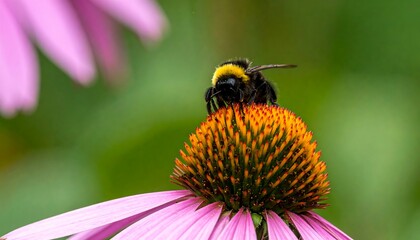 Bee pollinating vibrant pink flower