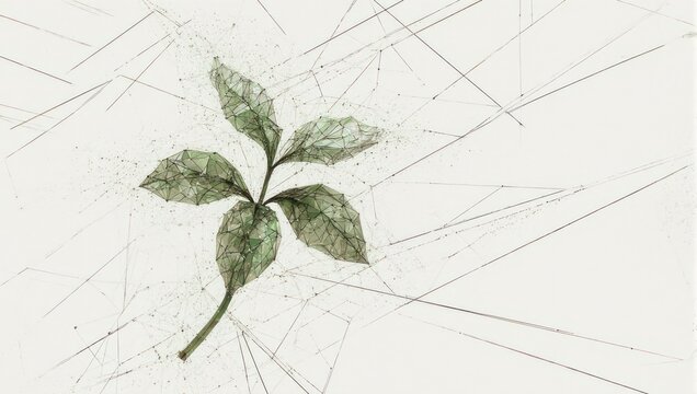 Abstract digital leaf art with intricate network lines creating a modern, scientific, or organic tech aesthetic for creative projects