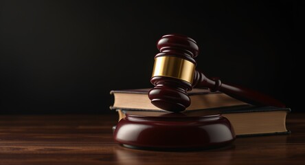 Obraz premium A Judges Gavel on a Stack of Books Law, Justice, Auction, Legal Concept Image