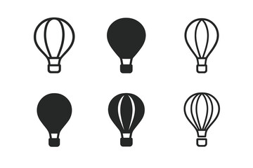 Naklejka premium Hot Air Balloon Logos. Travel. Set Logo of Travel: Hot air balloon. 6 harmonious logo variations of the same emblematic concept,