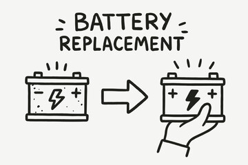 Doodle Battery Replacement. Battery Replacement. Hand-drawn doodle il