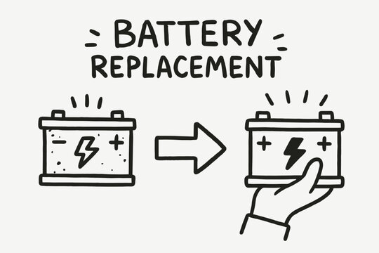 Doodle Battery Replacement. Battery Replacement. Hand-drawn doodle il