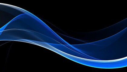 Abstract blue waves on black background
