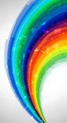 A vibrant rainbow design with translucent layers and a network of tiny triangles, showcasing a dynamic and colorful abstract background.