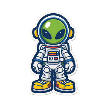 Cute cartoon alien astronaut mascot isolated on transparent background