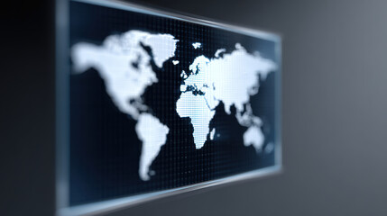 World map display with ai technology showing climate data on digital screen in modern environment