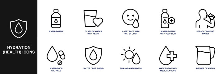 Hydration (Health) Line Icon Set