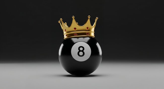 Eight Ball with Golden Crown Winning, Championship, Success Concept