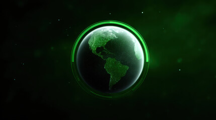 Green earth globe with digital technology and ai elements showing climate awareness and futuristic innovation