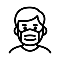 Person with Mask Line Icon of Virology Icon Set