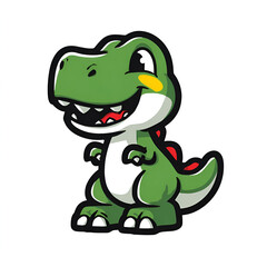 Fototapeta premium Cartoon Dinosaur Mascot Bold Outline Flat Colors Isolated on Transparent Background