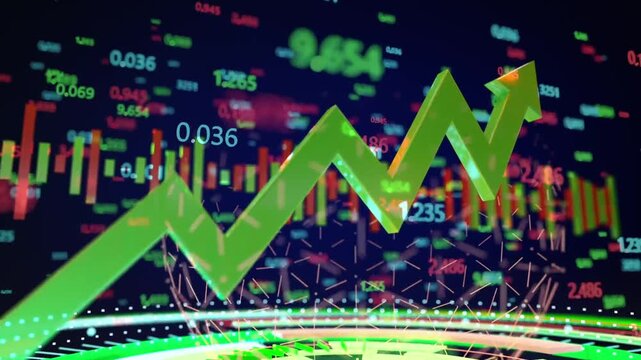 Forex Market Background Animation with Investment Graphs, Currency Fluctuations, and Financial Data Visualization