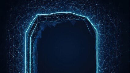 Discover futuristic digital portal glowing with vibrant blue network connections, perfect for technology and innovation concepts
