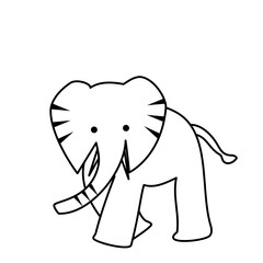 かわいいゾウの線画イラスト