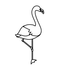 かわいいフラミンゴの線画イラスト