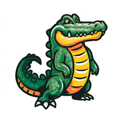 Fototapeta premium Cartoon Happy Crocodile Character Isolated on Transparent Background
