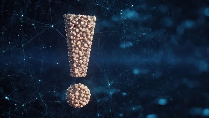 Striking digital exclamation mark emerges from abstract network of glowing nodes and lines, symbolizing critical alerts or important information.