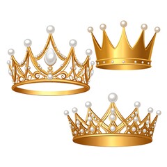 Three golden crowns with pearls (1)