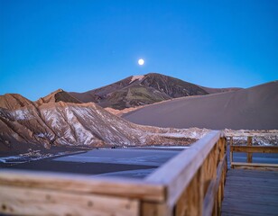 Moonlit desert mountain vista