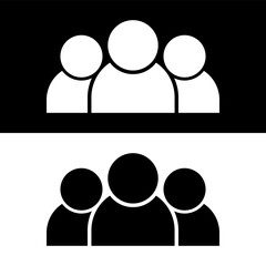 Mobilepeople line icon, persons outline and solid vector illustration, group linear pictogram isolated on black and white