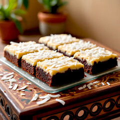White brownies on a plate