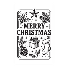 Happy Merry Christmas Label Design & Template